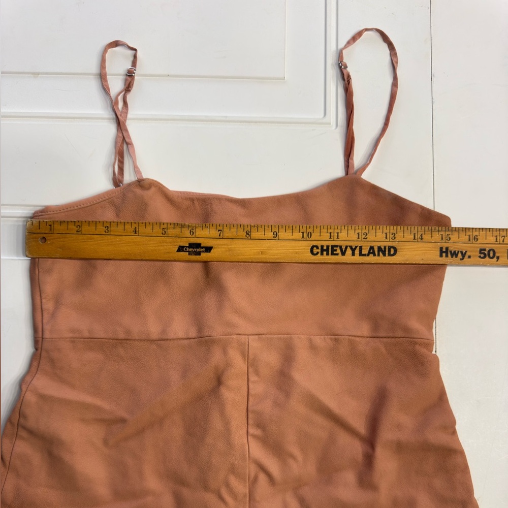 Free People Womens XS 100% Leather Tan Brown Bodycon Mini Dress **READ - Picture 5 of 8